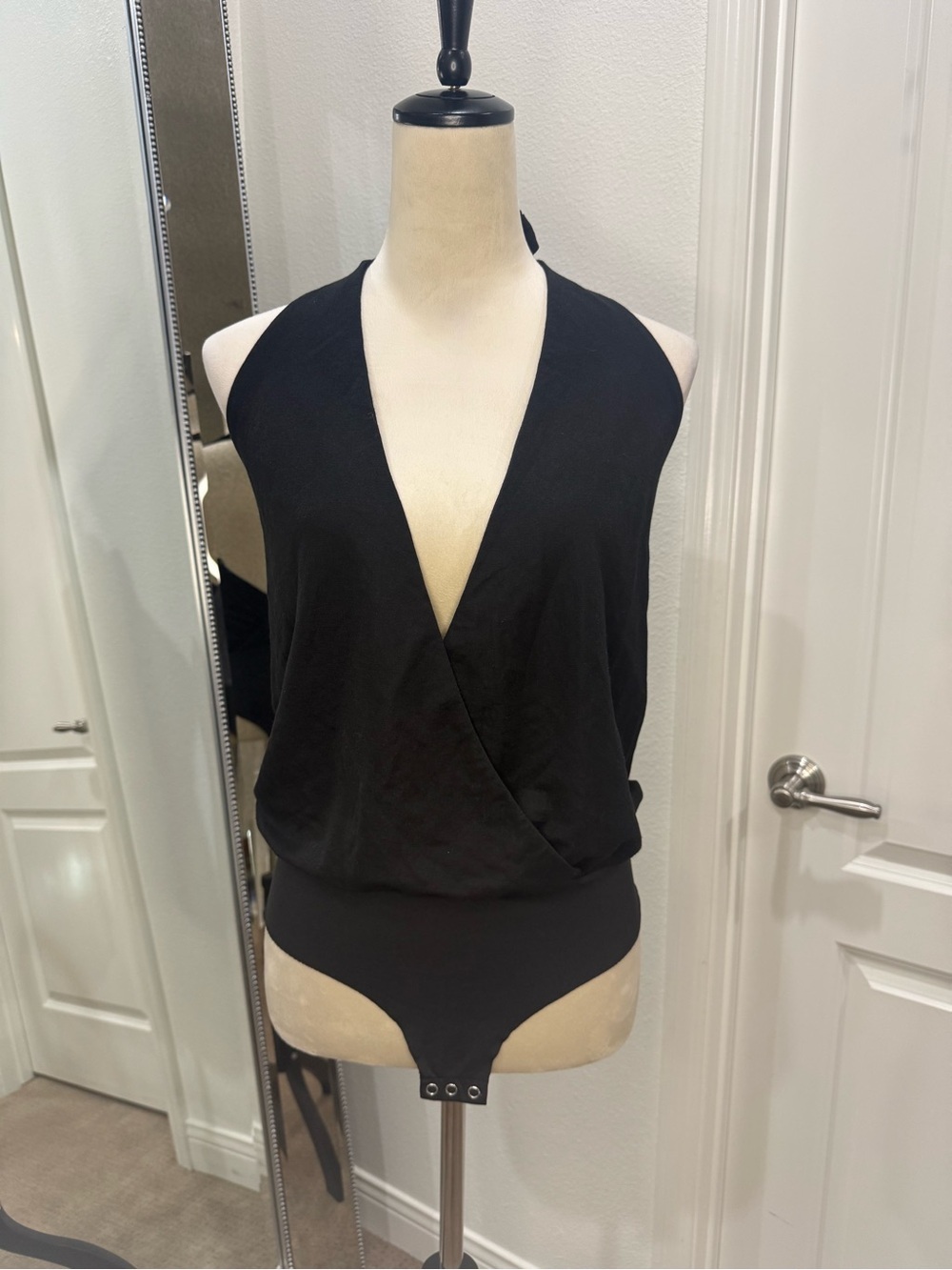 Zara Black Halter Wrap-Front Bodysuit NWT